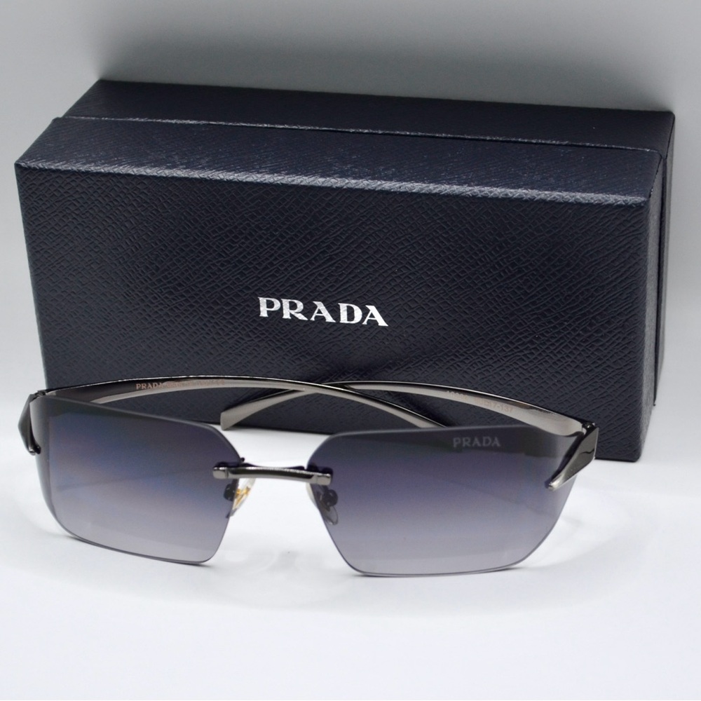 Prada Women’s Rimless Sunglasses | Silver | Minor Unnoticeable Scratch | New - Picture 2 of 14
